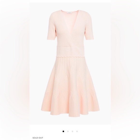Sandro Esmera Baby Pink Wrap Effect Knit Dress Size 42 - Picture 3 of 5